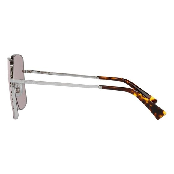 New MIU MIU Silver Square SMU 51Y 1BC-03V Sunglasses Women - Picture 3 of 4